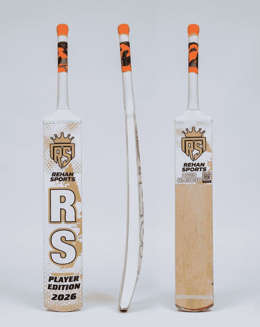 Rehan Sports Player Edition 2026 white Tape Ball Cricket Bat Pakistan
