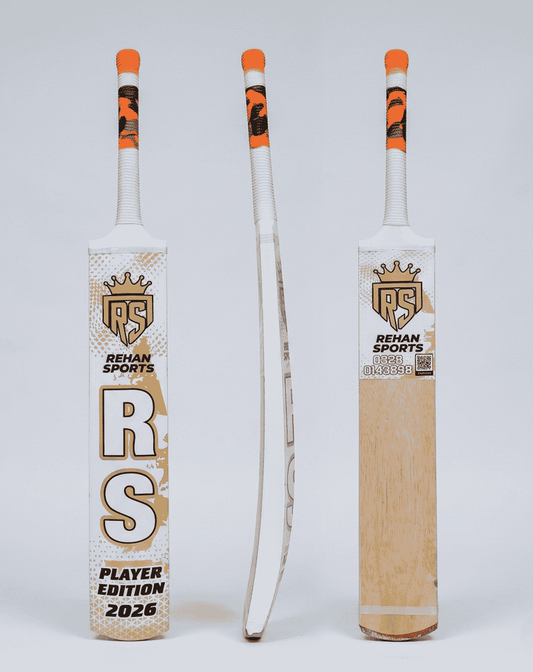Rehan Sports Player Edition 2026 white Tape Ball Cricket Bat Pakistan
